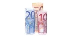 80 € in gerollten Geldscheinen