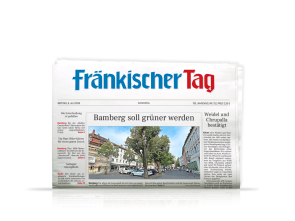 Zeitungstitel des Fränkischen Tag, mittig gefaltet.